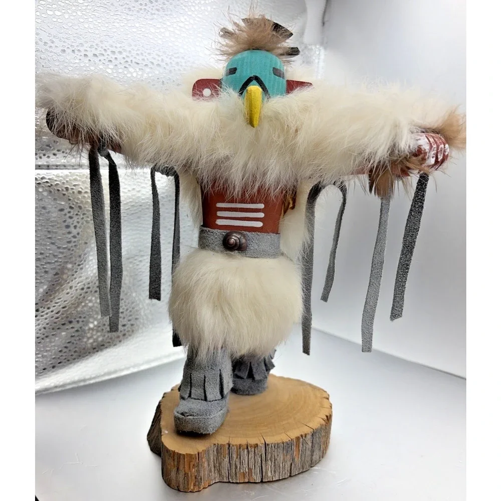 Signed Eagle Kachina Doll-N. Yazzo 9” SW Native American Hand Carved Figure. - Picture 2 of 9